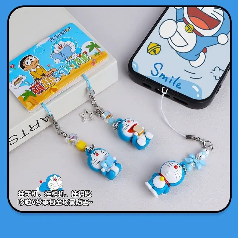 Doraemon Doll Keychain Creative Cat Pendant Phone Chain Backpack Earphone Charm Couple Key Accessory Gift view 2