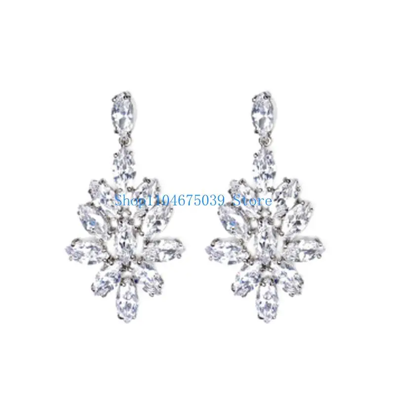 

5asd Long Studs Earrings Pendant Earrings Cubic Zirconia Ear Drops Copper Texture