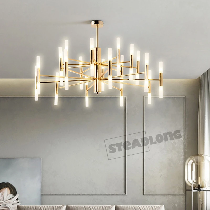 Geometric Ceiling Chandeliers Modern Atmospheric Blooming  LED Pendant Lamp Living Dining Room Bedroom Hanging Light  Fixtures