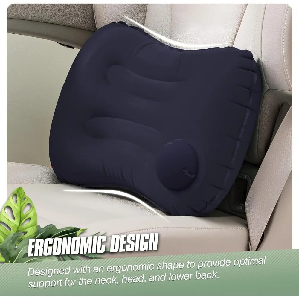 1 Pc Inflatable Camping Pillow, Portable Travel Pillow for Sleeping, Lightweight Compact Inflatable Pillows (Navy Blue)
