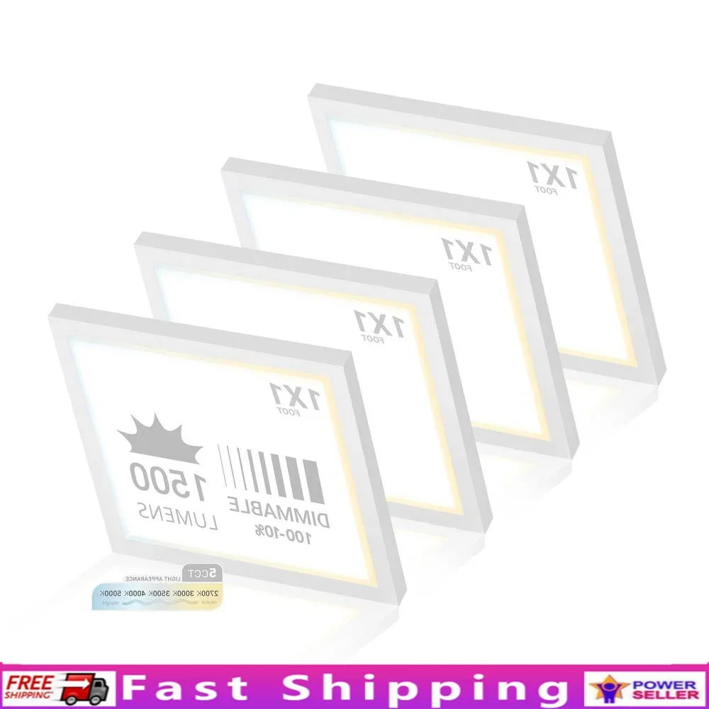 

4 Pack Dimmable 1x1 Flat Panel LED Light 5CCT Color Temperature Selectable 1500LM 18W Energy Efficient Internal Driver Surface