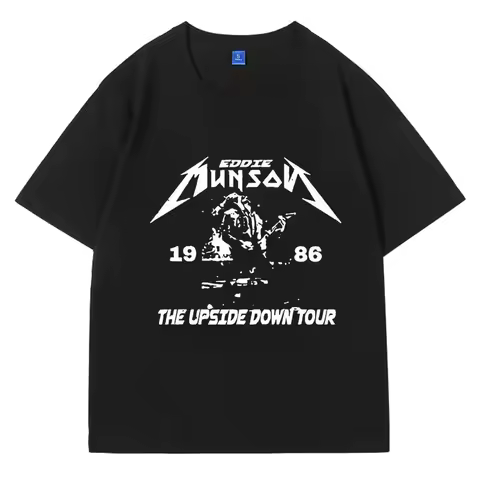 Washed Vintage Eddie Munson Print T Shirt Men Women Demogorgon Cannibal Flower Monster Y2k Short Sleeves Classic hot product tee