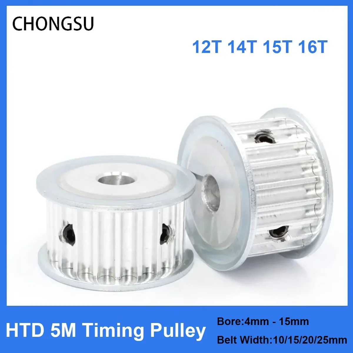 HTD 5M Timing Pulley 12T 14T 15T 16Teeth 11/16/21/27mm Width Toothed Belt Pulleys 5-15mm Bore 5mm Pitch Synchronous Belt Pulley