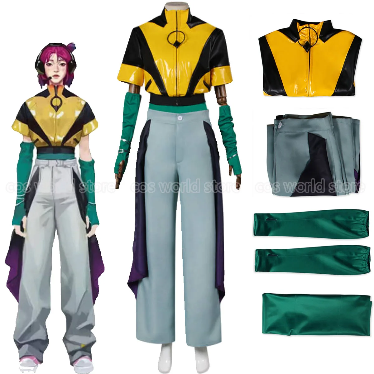 

Anime Game LOL HEARTSTEEL Alune Cosplay Costume Women Sexy Leather Jacket Pants Uniform Outfits Halloween Carnival Party Costume