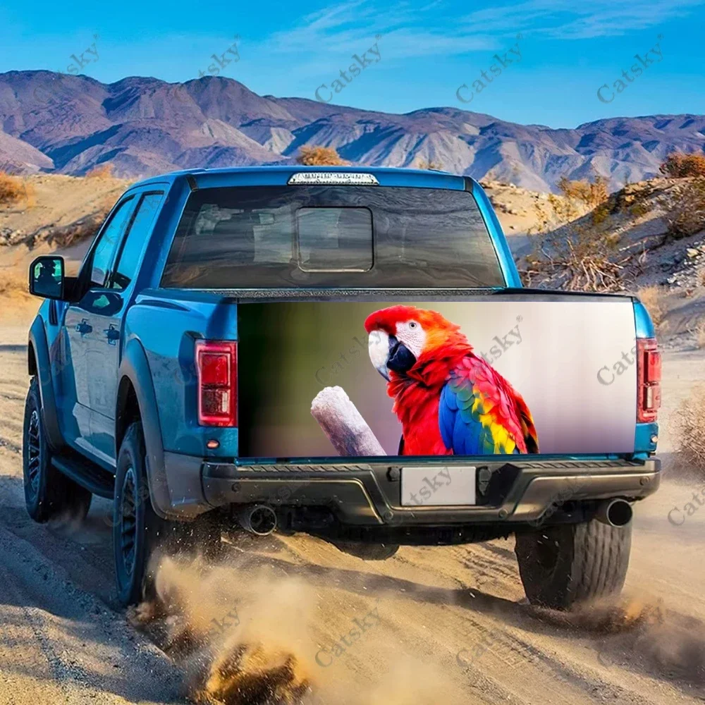 ملصقات سيارات على شكل حيوان الببغاء الأحمر ملحقات تعديل خلفي من الفينيل مناسبة للشاحنات والمركبات على الطرق الوعرة وملصقات الدفع الرباعي