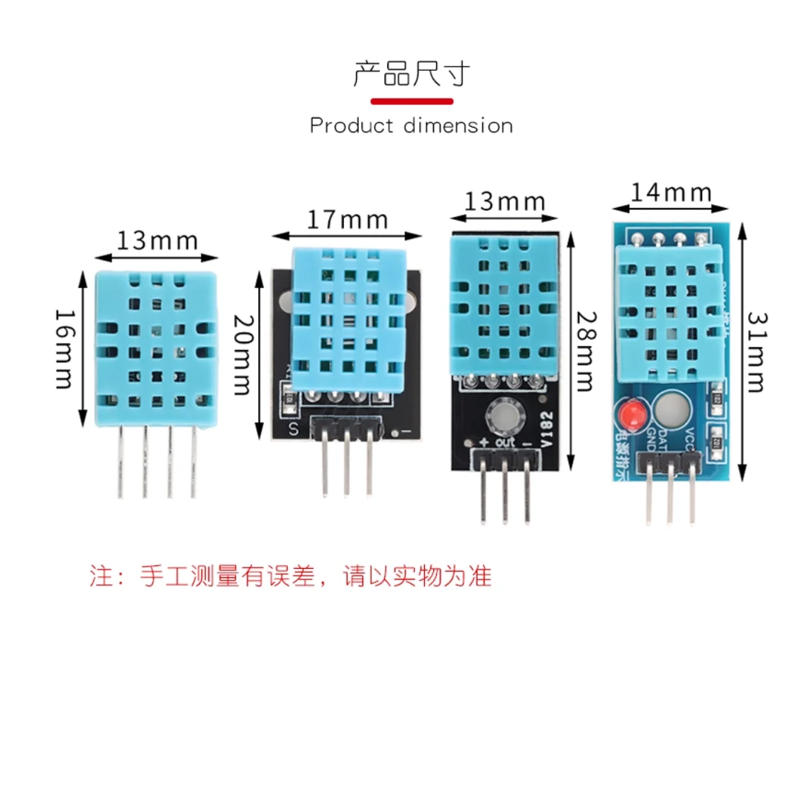 DHT11 Digital Temperature and Humidity Sensor Module Detection Ambient Temperature and Humidity Sensing Probe with DuPont Wire