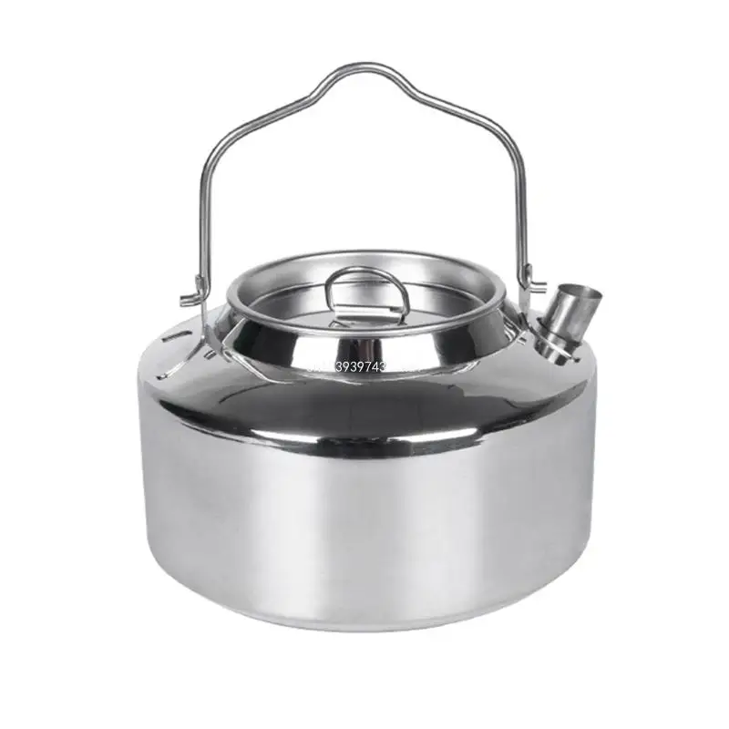 

Portable Stainless Steel Camping-Kettle Lightweight Camp Tea-Pot Durable Water Bottle for Outdoor Campfire-Use 1200ml