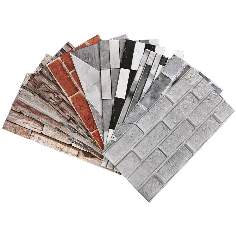 2026 hot sale Brick pattern 3d wall sticker anti-collision self-adhesive foam background wall bedroom wallpaper