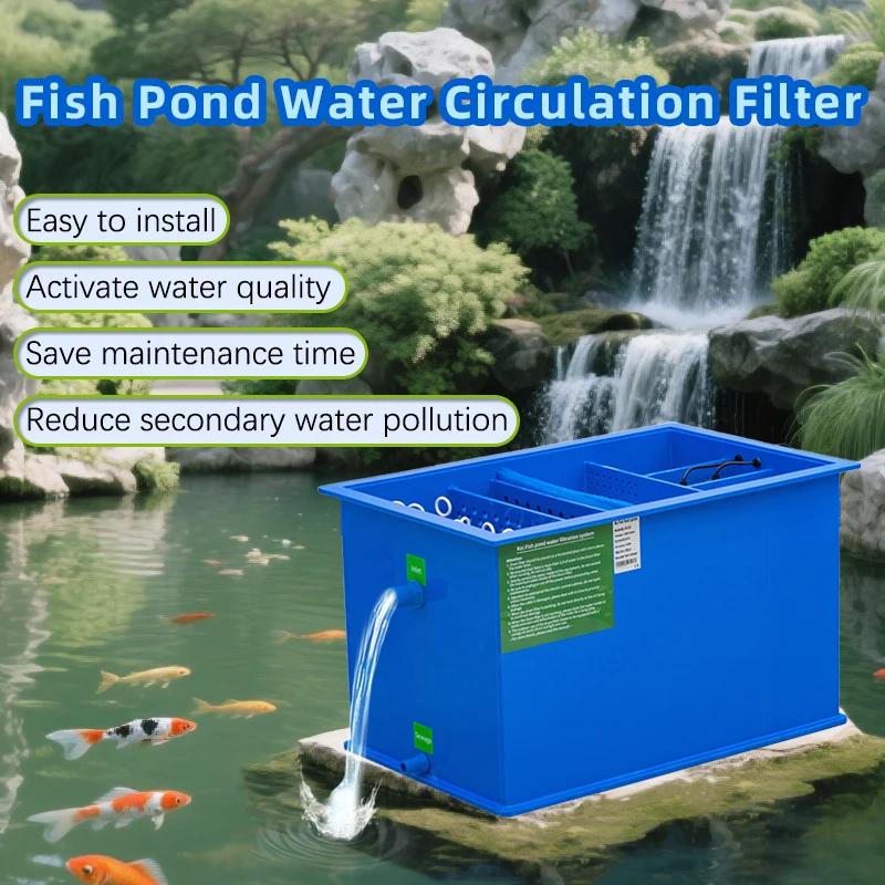 QihangRAS Garden Pond Filter 5000L/H Koi Fish Pond Aquarium Bio Media Filter System UV Light Aquaculture Filtration Equipment