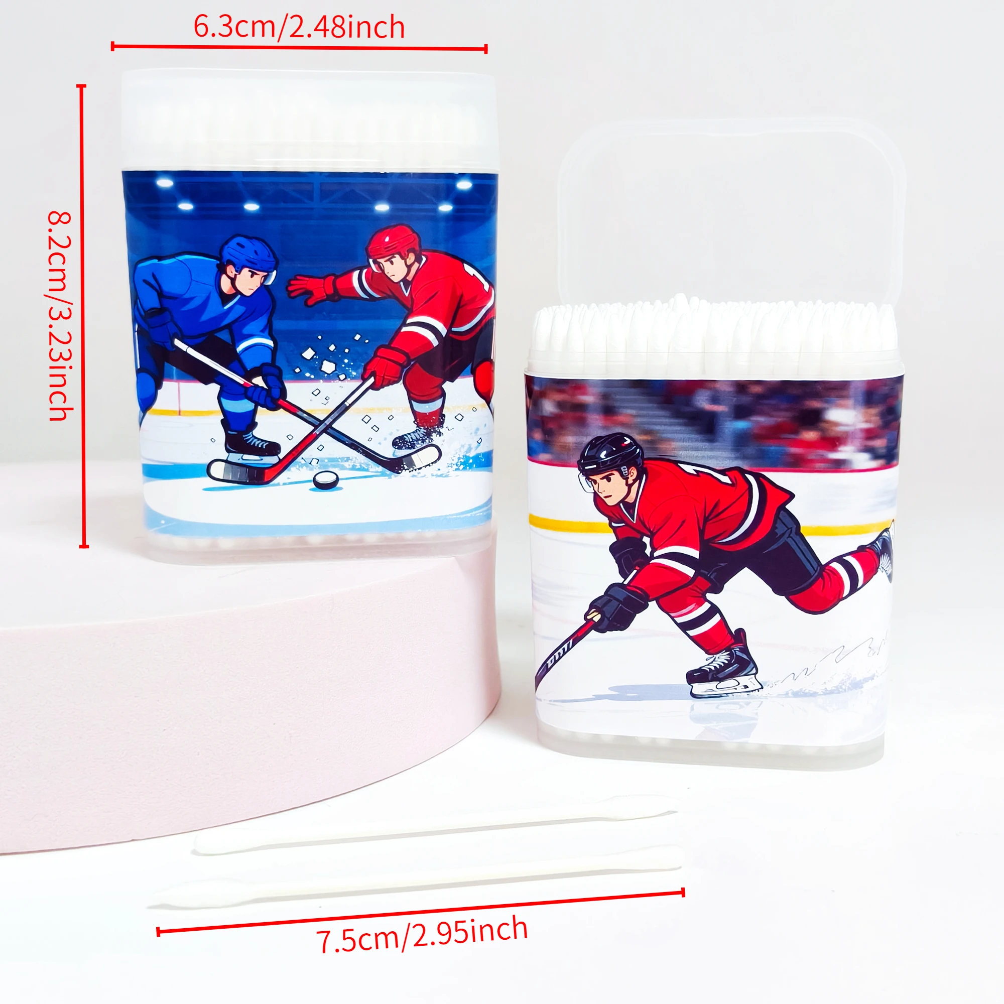 400 pcs/600 pcs ijshockey patroon dunne as wattenstaafje wit frosted doos double-ended wattenstaafje