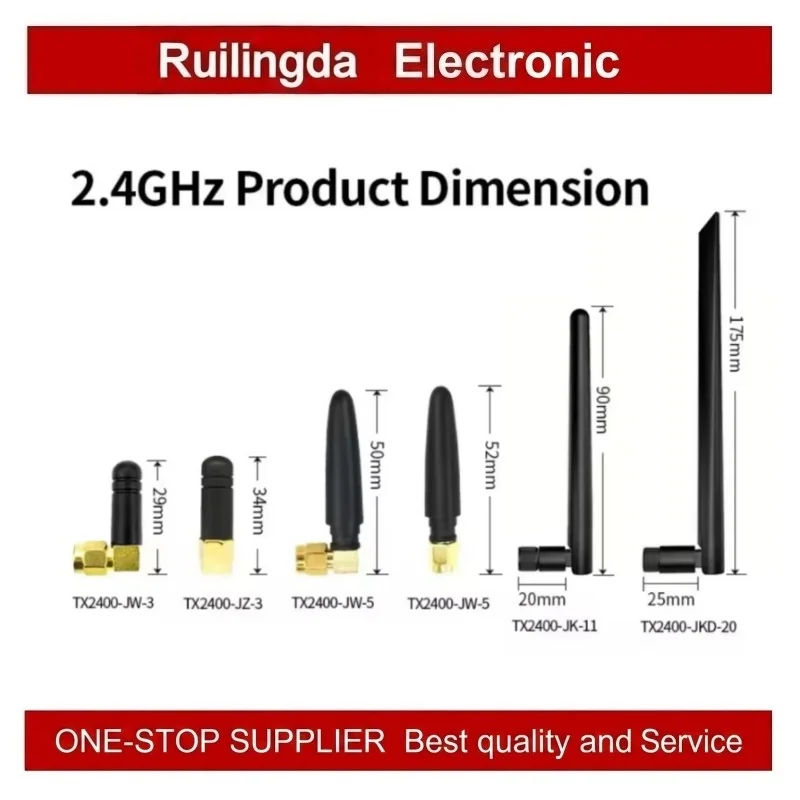 2PCS/Lot 2.4G5.8G EBYTE TX2400-JZ-3 TX2400-JW-3 TX2400-JK-11RubberAntenna 2dBi Wireless Module Smart Industry 2.4G Rubber Series