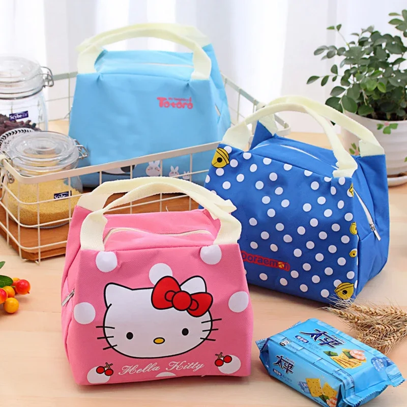 Hello Kitty Lunch Box Bag Oxford Cloth Stitch Lunch Bag Waterproof Insulated Outdoor Picnic Storage Box Children Gifts