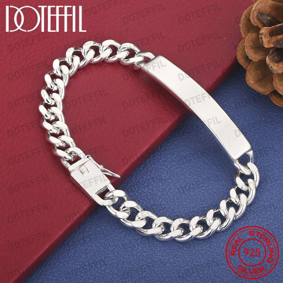 

925 Sterling Silver 8 Inch 8MM Simple Classic Bracelet Men Women Party Gift Jewelry Hip Hop Accessories