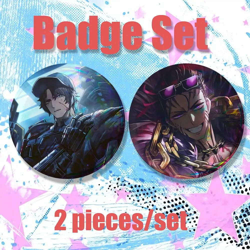 Heathcliff L-Limbus Company Brooches Backpack Accessories 25,32,44,58,75mm Round Enamel Pins 2-piece Set Anime Fan Merchandise