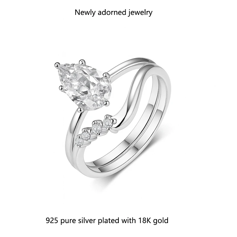 

A set of S925 silver jewelry featuring a 1.5-carat moissanite ring, currently trending as a bestseller on Amazon for women's rin