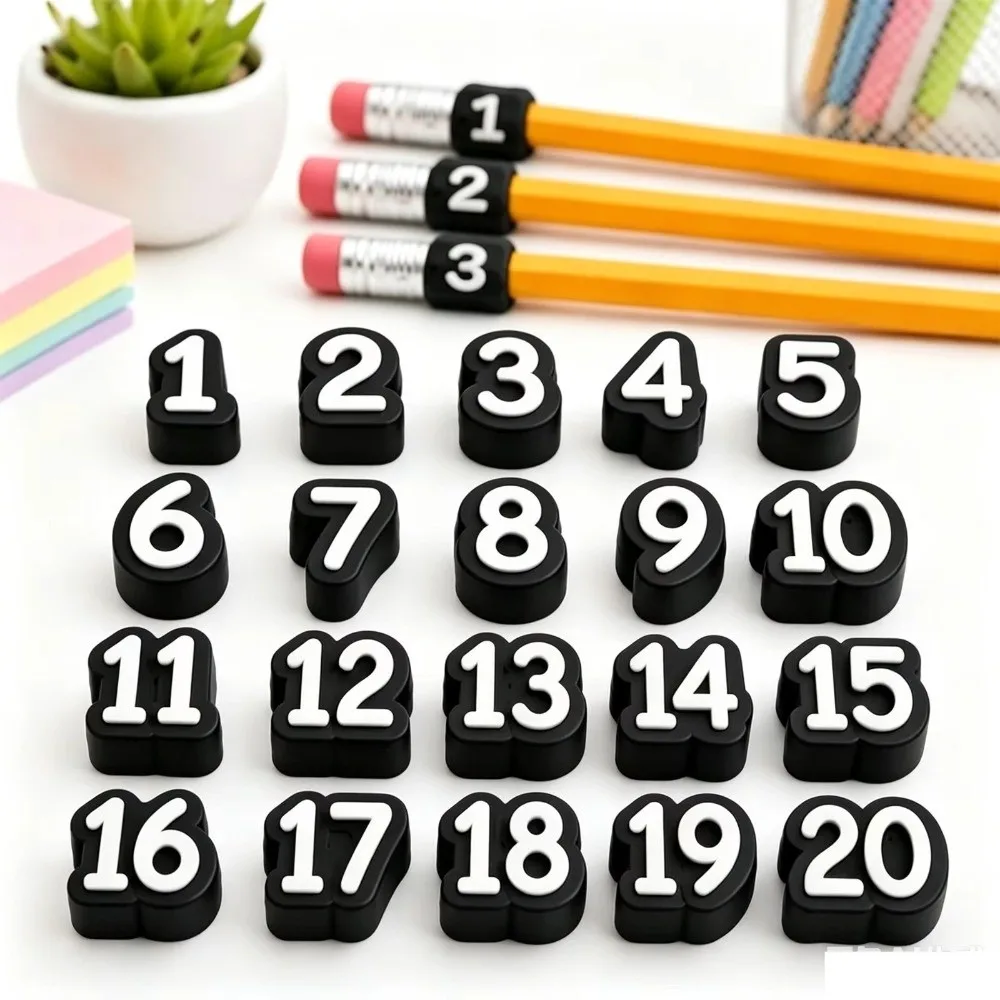 50pcs Soft Pencil Tracking Markers Reusable Silicone Numbered Pencil Caps Cute Numbered Pencil Toppers Girls