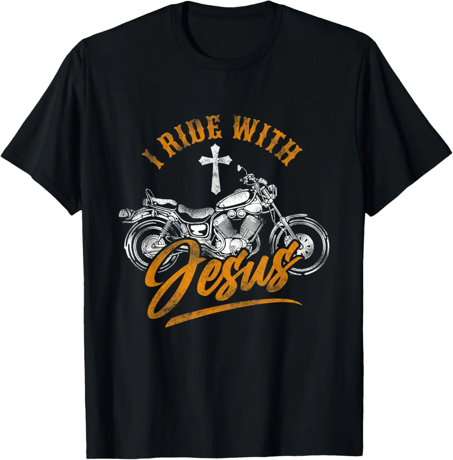 

Christian Motorcycle Biker I Ride With Jesus Faith T-Shirt