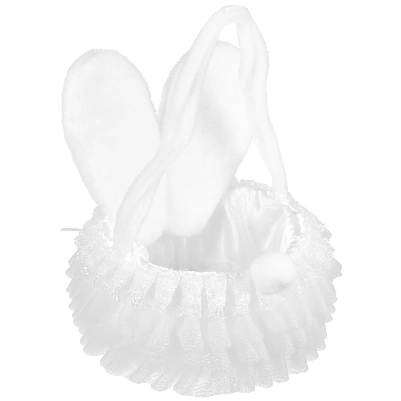 

Корзина для цветов с ушками кролика, маленькая, белая, с ручкой, для девочки-цветочницы, на свадьбу, Пасху, для конфет, подарочная корзина, корзины с ручками