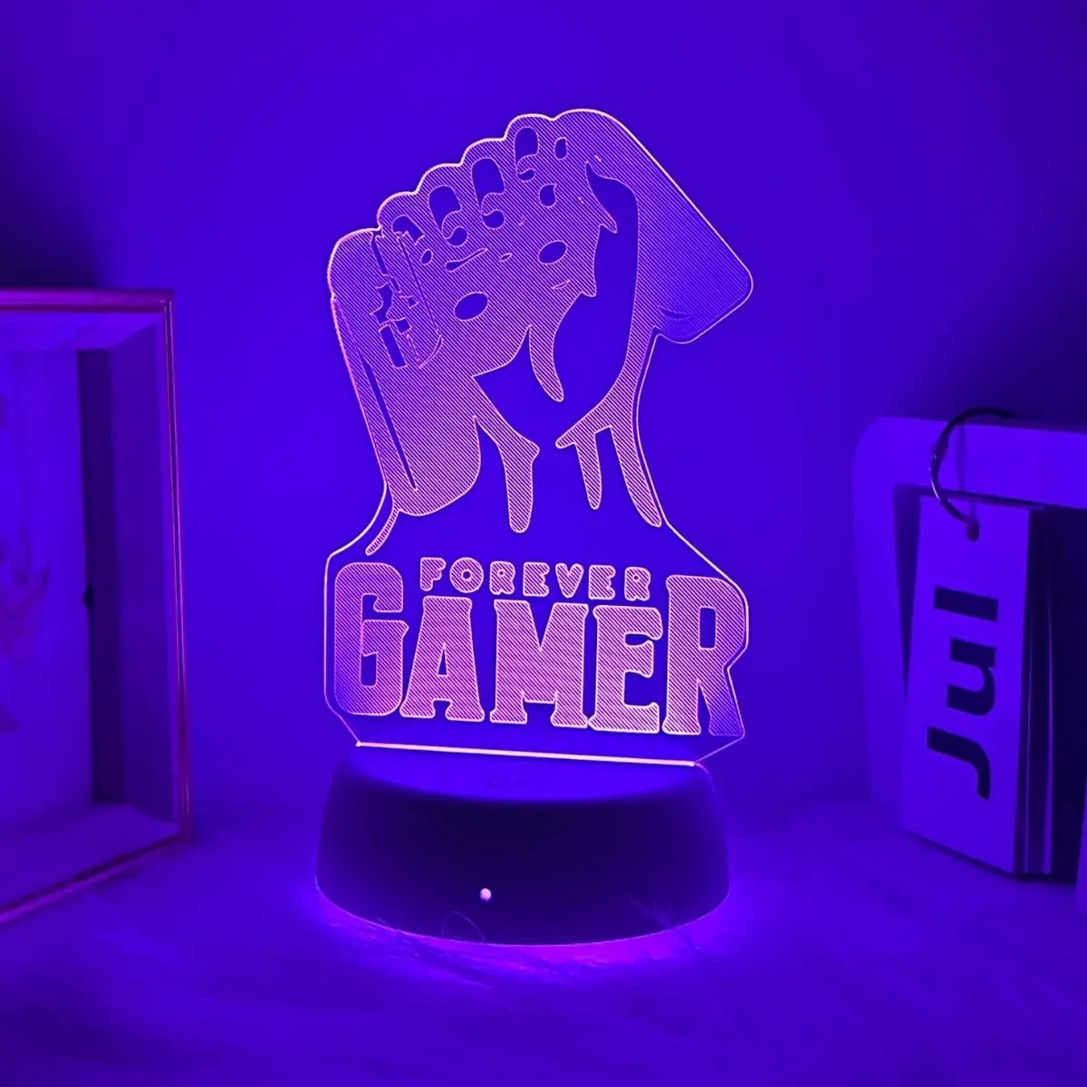 USB 3D Night Light Game Fist Atmosphere Light Color Touch Change Night Light Room Decoration Desk Lamp