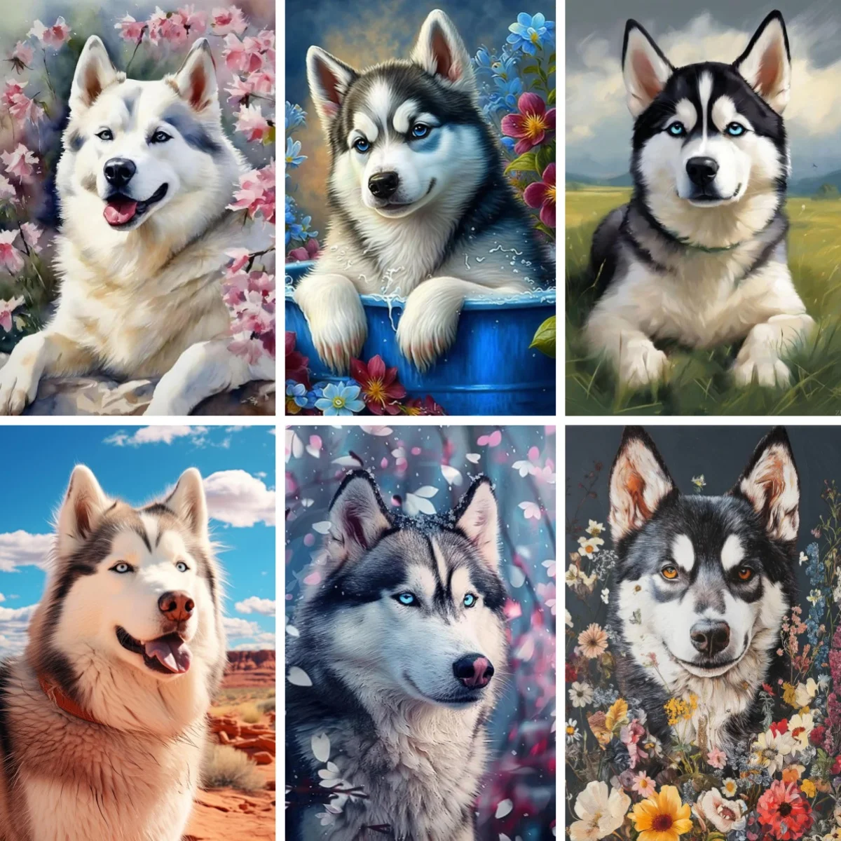

Diamond Painting DIY Siberian Husky Alaskan Malamute Diamond Embroidery Cross Stitch Kit Handmade Art Mosaic Dog Lover Gift