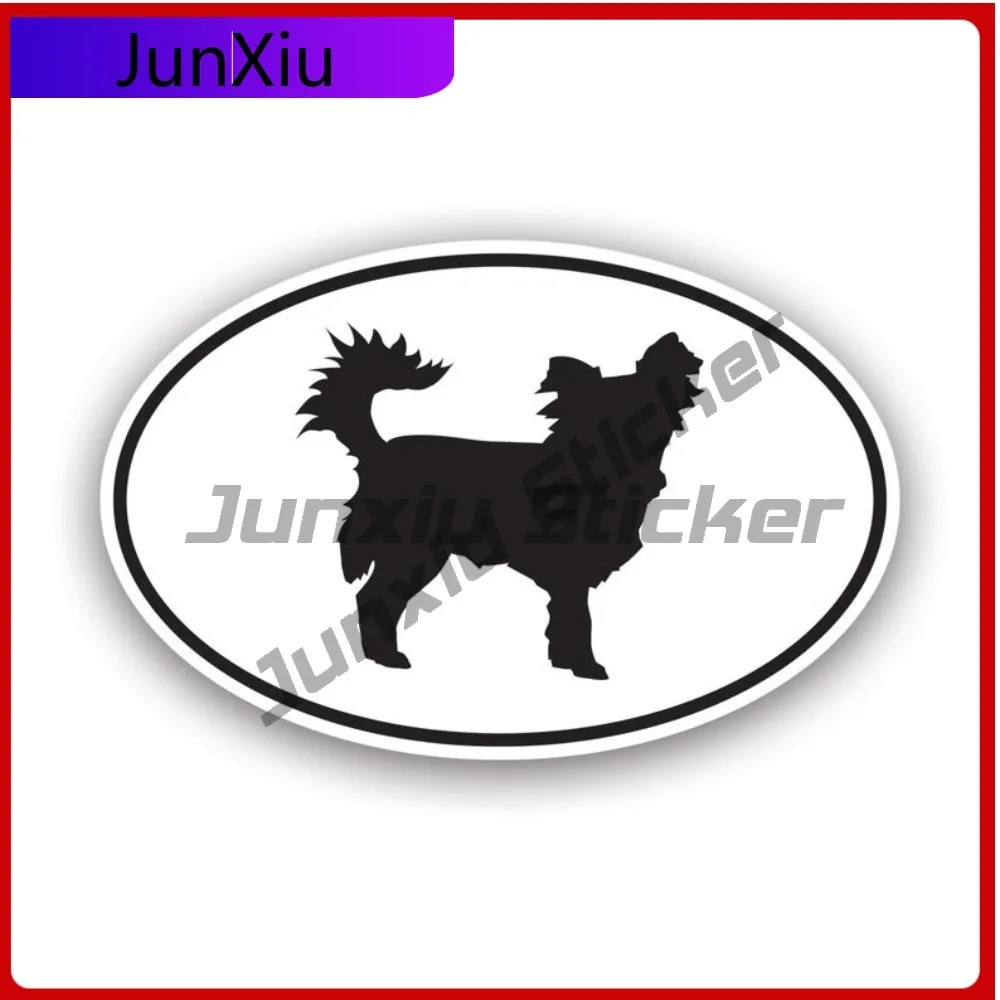 

Long Haired Chihuahua Euro Oval Sticker Cool Car Waterproof Vinyl Decal For Outdoor Safety Warnings Unique Fun Creative High