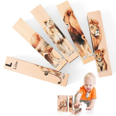Wooden Block Baby Toys Wooden Children's Educational Toys Animal Matching Puzzle toddler Toys 3 Year Old Game Baby Games 2 Years
