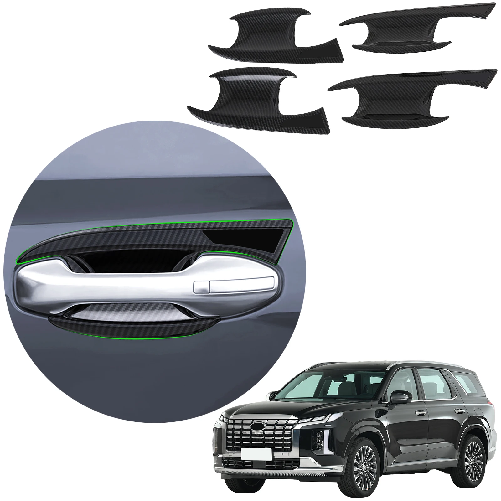 

Auto Upgrade Exterior Accessories Design Style Door Handle Bowl Insert Cover For Hyundai Palisade 2020-2025