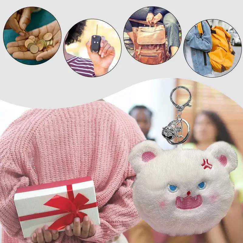 Cute Coin Purse Cartoon Animal Keychain Wallet Plush Coin Wallet Portable Wallets Bright Backpack Decoration For Teen Girls