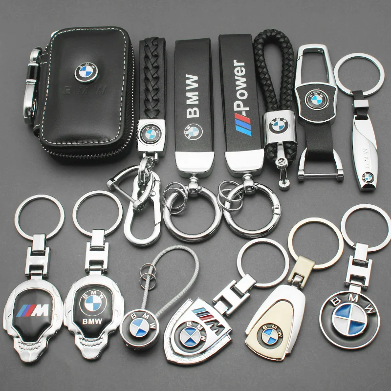 Chaveiro de metal com emblema 3D para carro, acessório de chaveiro com crachá de couro trançado para BMW M E46 X1 X2 X3 X4 X5 X6 F48 G01 E84 E83 F30