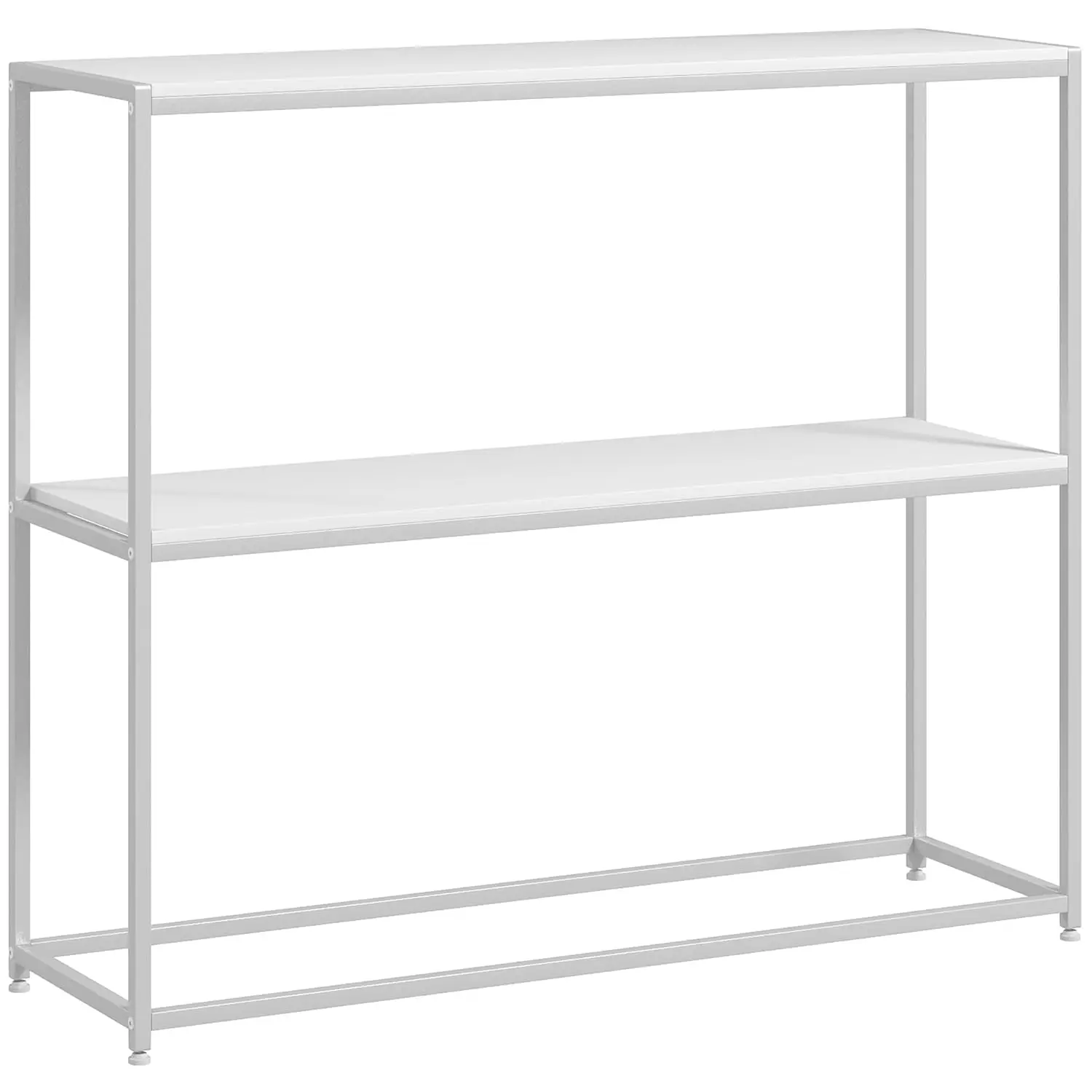Mesa Consola de Entrada con Estante Abierto, Estructura de Acero Antirrollos, para Sala de Estar o Pasillo, 100x30x87cm, Personalizable