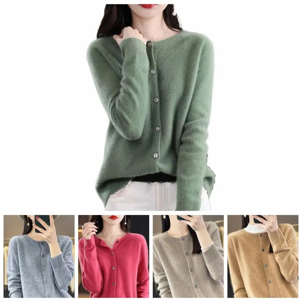 แฟชั่น WARM Wool Pullover ผู้หญิงหลวม Slim เสื้อถักสีทึบ O-คอแคชเมียร์เสื้อสเวตเตอร์ถักผู้หญิง