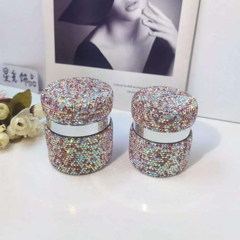 Rhinestone Airless Cream Bottle Dispenser Portable Push Down Pump Cosmetic Container Space Saving Refillable Empty Glass Jar