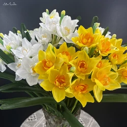 SunMade 21 Heads Large Narcissus Bouquet Daffodil Artificial Flowers Home Wedding Garden Decoration White Flore Indoor Plants