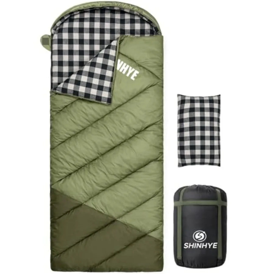 

0 Degree Sleeping Bag for Adults - Cotton Flannel, Navy Blue, 4-Season Cold Weather Winter Use, XXL Big and Tall Camping Sleepi