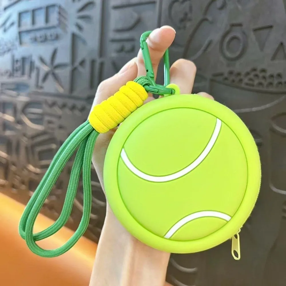 Cartoon Sporty Ball Shaped Coin Purse Basketball Trendy Headphone Pouch Small Size Waterproof Storage Bag Daily Storage