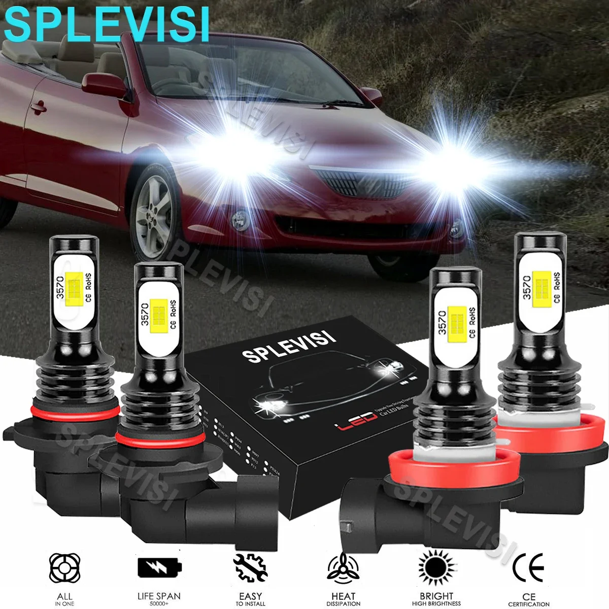 

LED White Headlight High Low Beam Bulbs 6000K For Toyota Camry 2007-2018 2008 2009 2010 2011 2012 Land Cruiser Prado 2010-2018