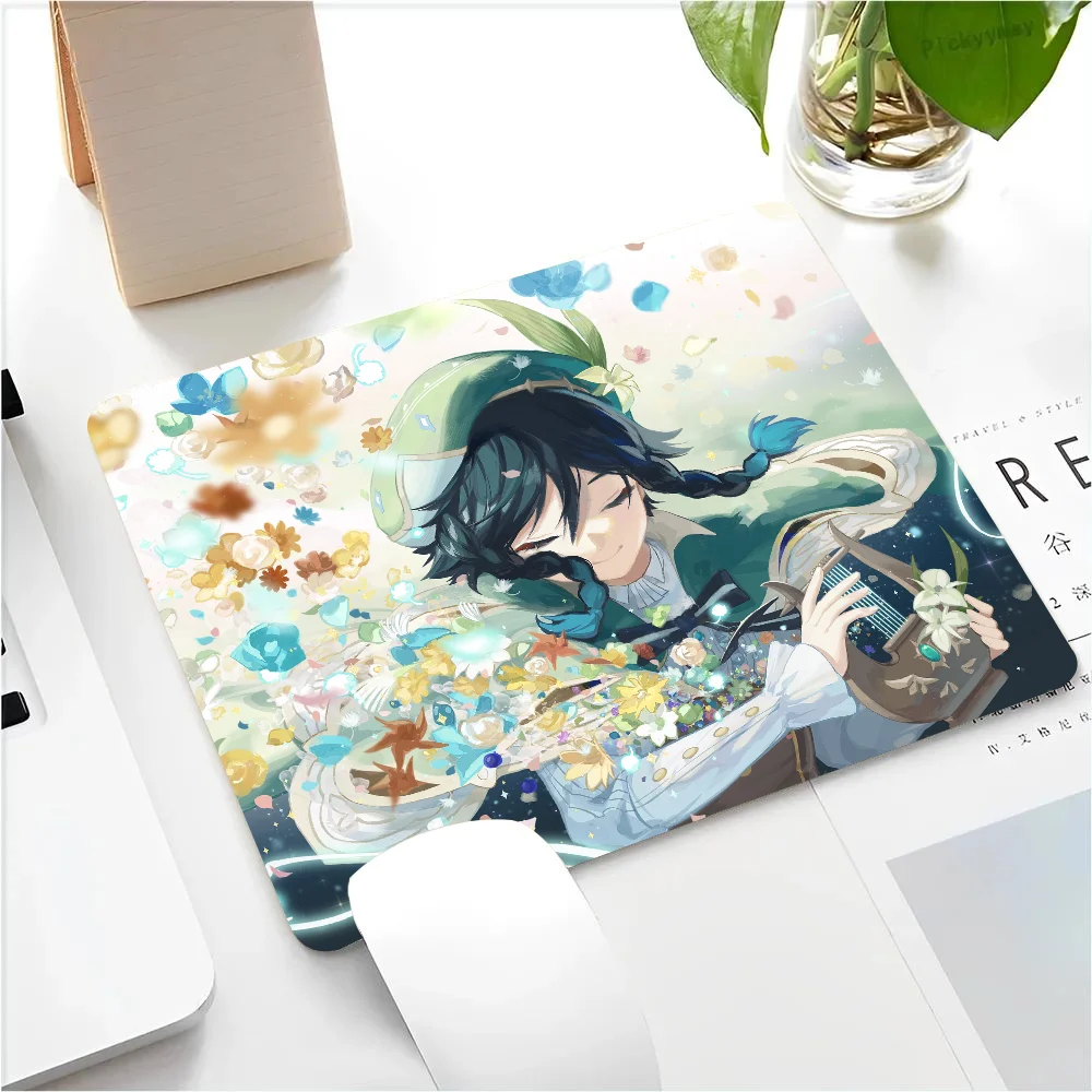 Venti Genshin Mousepad, Pequeno mouse LockEdge para gamers, Almofada para computador, Borracha antiderrapante retangular