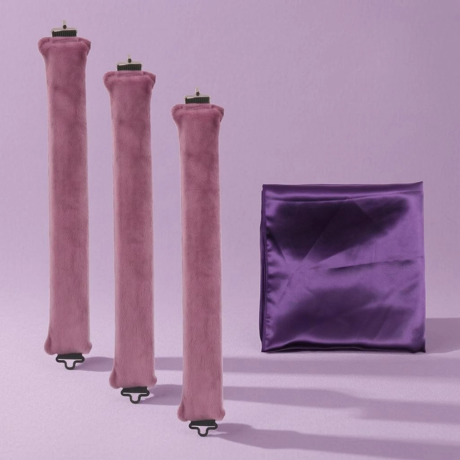 3 Pieces No-Heat Curling Rods Long Slim Heatless Curler Overnight Hair Curler Wave Styling Satin Scarf Cloth