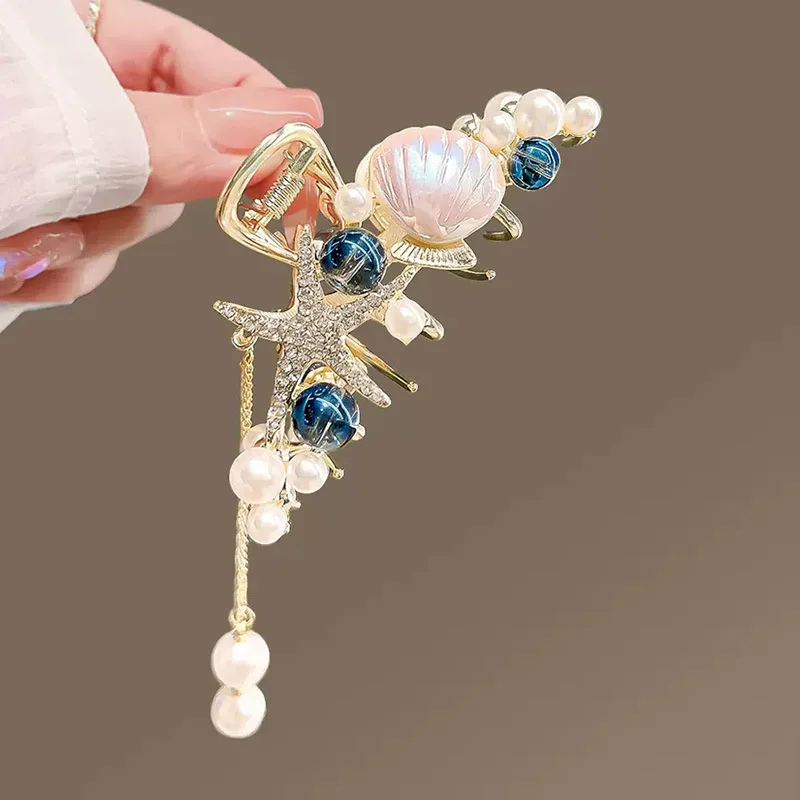 Unique Hair Clip Design with Summer Shell Accessories and Shark Clip, Women Hair Clip for Trendy and Stylish Look