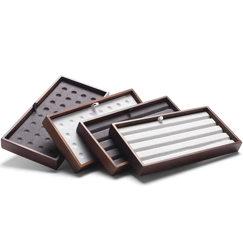 High End Jewelry Tray Solid Wood Jewelry Display And Inspection Tray Bare Diamond And Collectible Gemstone Storage