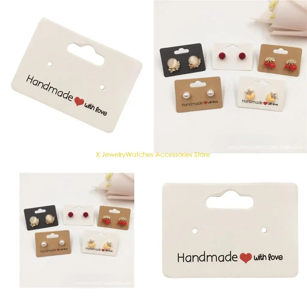 

31KD Pack of 100 Kraft Paper Earring Display Cards Jewelry Holder for Studs