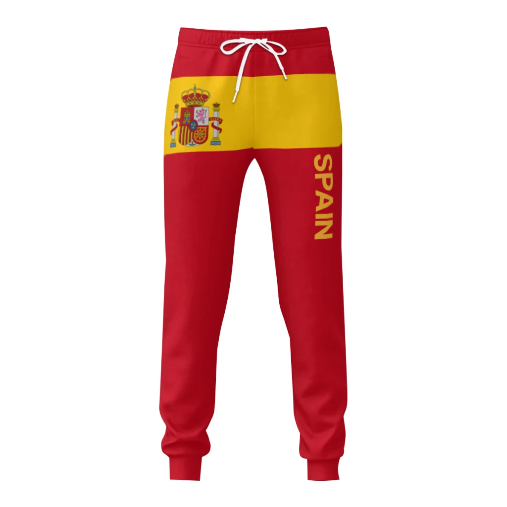 Mens Sweatpants Spain Emblem Flag Pants with Pockets Joggers Soccer Football Multifunction Sports Sweat With Drawstring