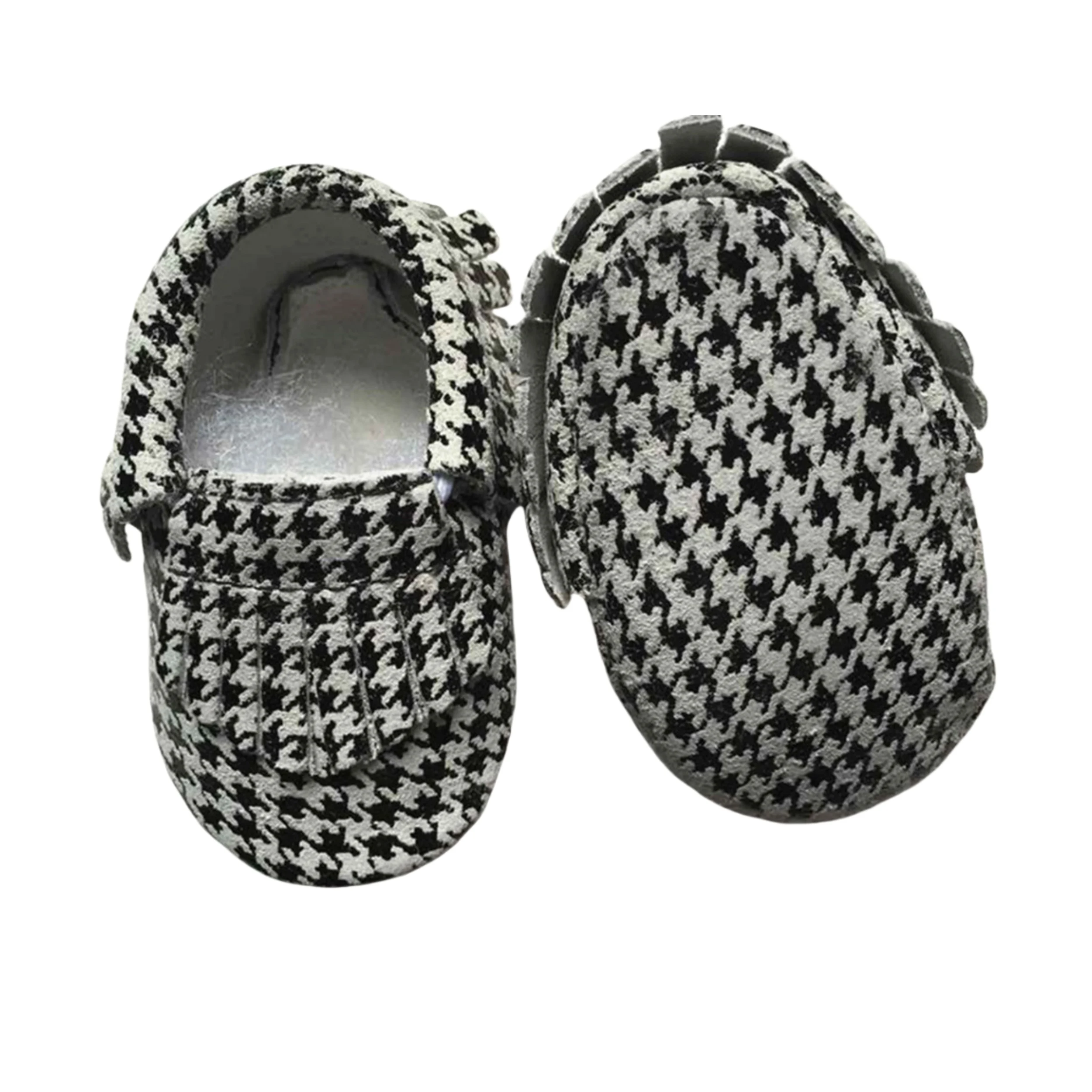 ฤดูใบไม้ผลิของแท้หนังเด็กทารกรองเท้า Houndstooth First Walkers Limited Edition Cowhide เด็กวัยหัดเดินรองเท้าแตะเด็ก