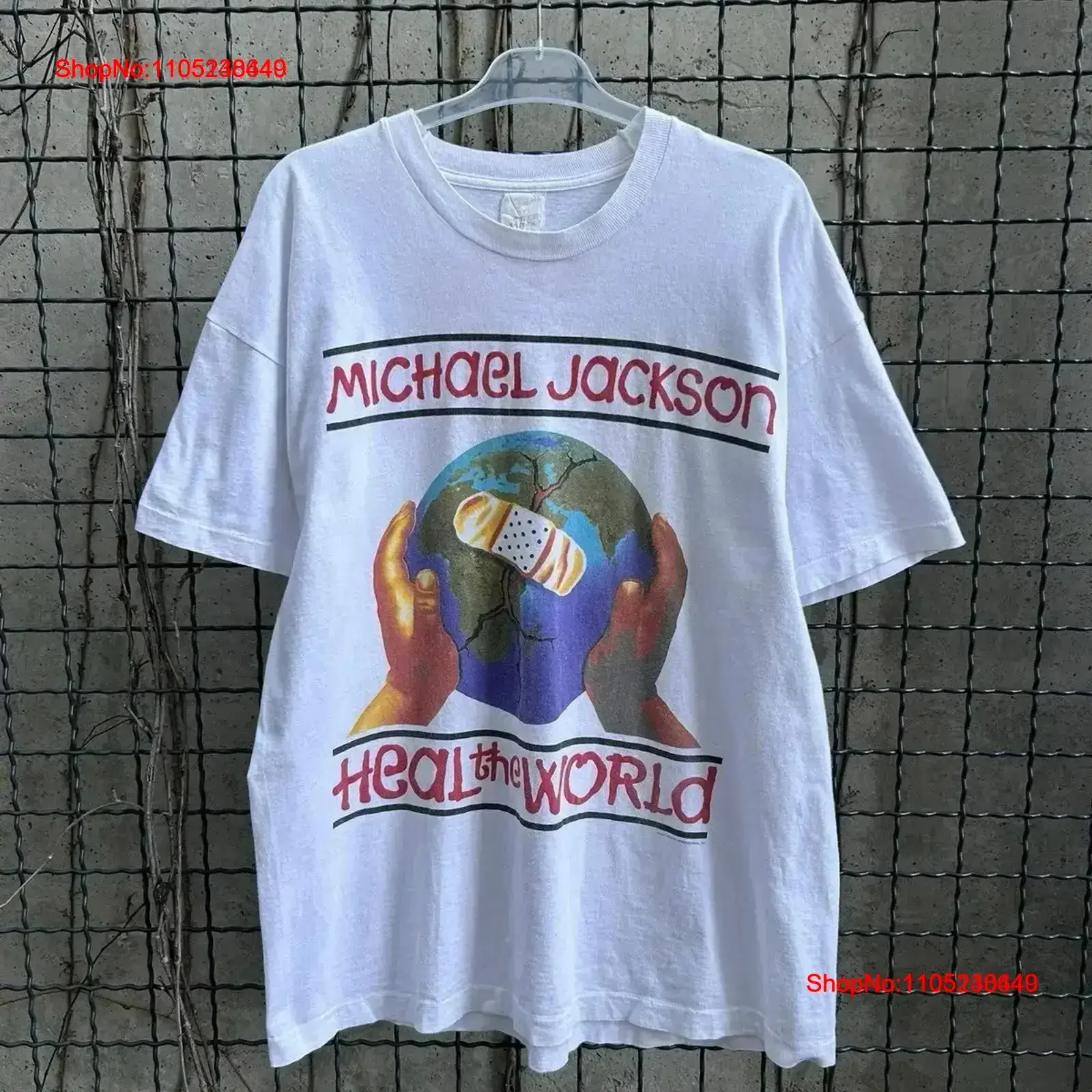 Vintage 1997 Michael Jackson Heal The World Rock T-Shirt Größe XL Washed Mode Stilvolle atmungsaktive Grafik Soft Vintage Washed