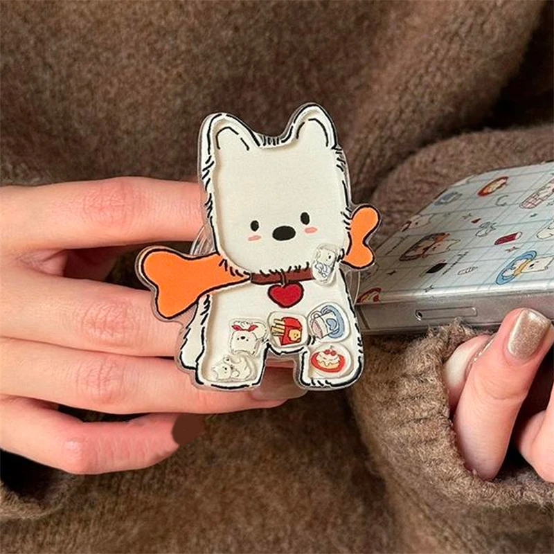 Korea Cartoon Cute Quicksand Puppy Griptok Bracket For iPhone 16 Samsung Universal Phone Accessories Phone Holder Grip Tok Stand - view 3
