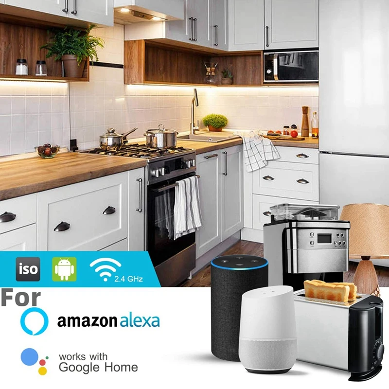 تويا واي فاي مقبس لاسلكي ذكي ، جهاز تحكم عن بعد صوتي ، أبيض ، يعمل مع جوجل هوم ، اليكسا ، 10A