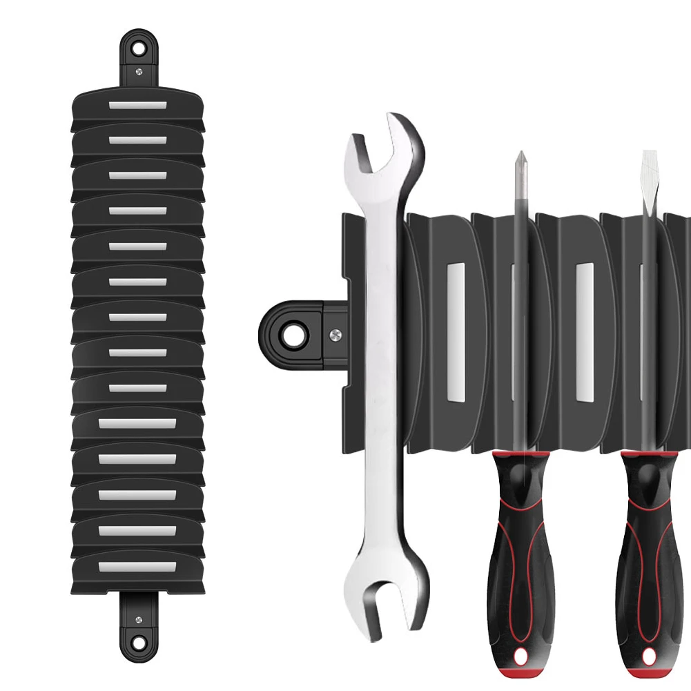 

1set Wrench Storage Bracket Heavy-Duty 14-Slot Magnetic Wrench Organizer Adjustable, Wall-Mounted Tool Power Tools Accessories
