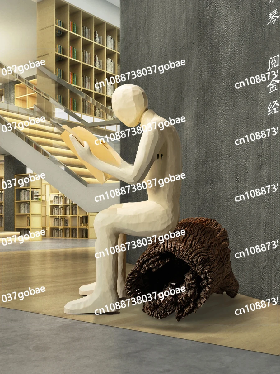 Readers Modern Abstract Figure Sculpture Wood Carving Decorations Large Floor Ornaments