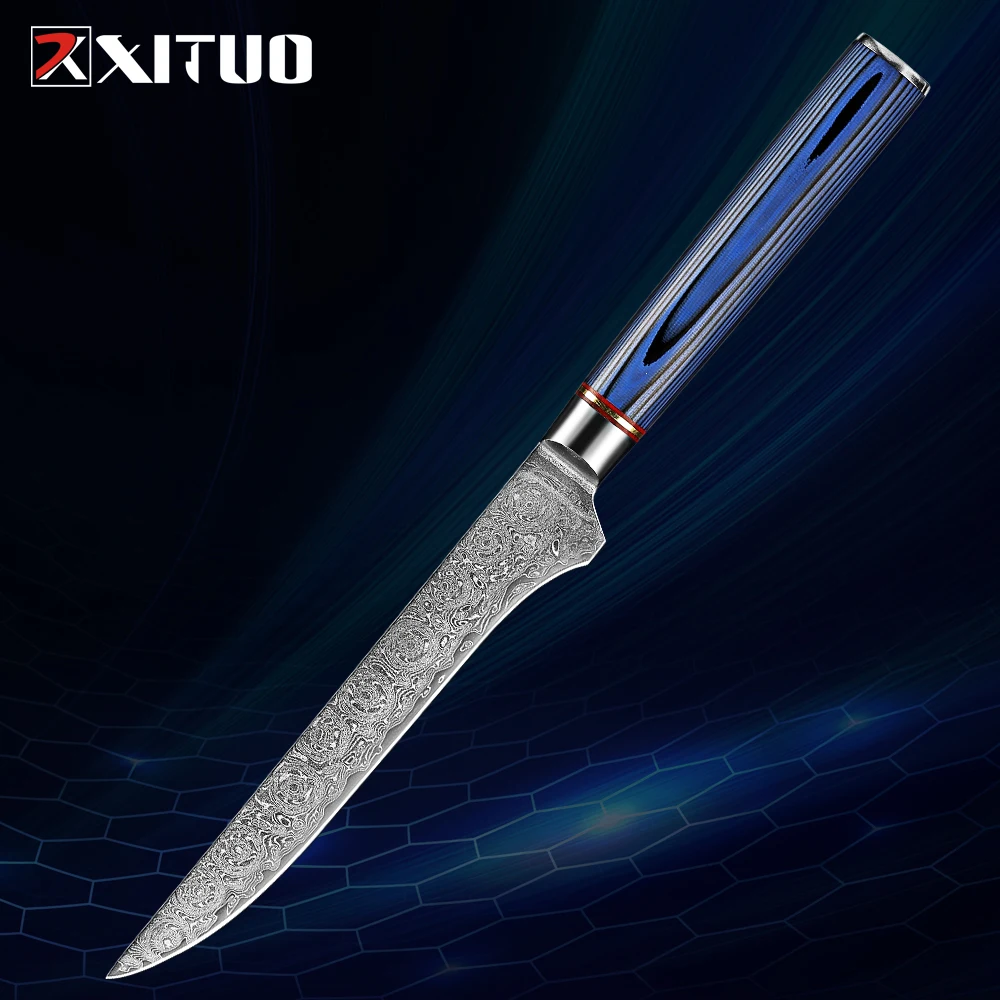 

XITUO Boning Knife Japan 67-layer Damascus Steel Professional Chef Knives Fashion Colorful Stable Wood Handle Sliced Fish Fillet