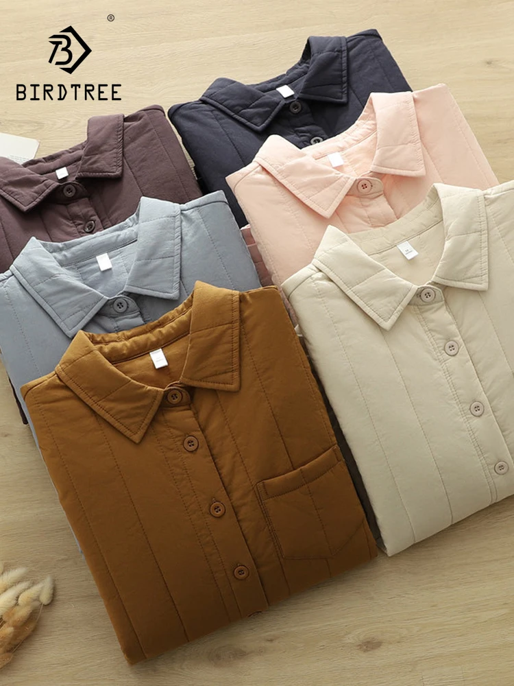 

New 2025 Winter Cotton Padded Long Sleeve Shirt, Women Turn-down Collar Pocket, Mori Girl Warm Versatile Loose Blouse T5D451CC